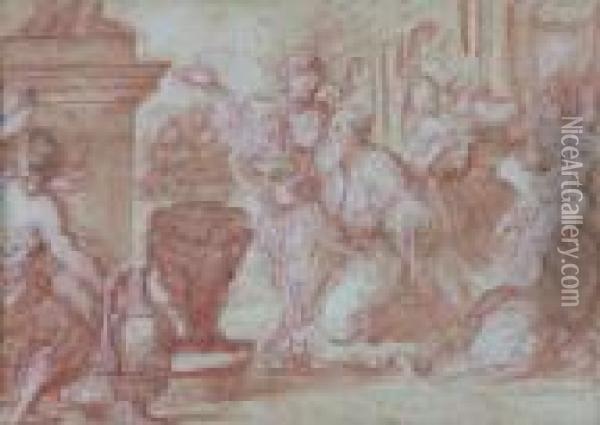 Scene De L'histoire Ancienne Oil Painting - Cesare Pollini