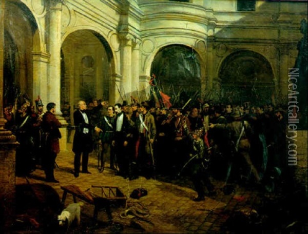 La Clemence Du Peuple Vainquer Oil Painting - Jean-Adolphe Beauce