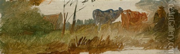 Auf Der Weide Oil Painting - Wilhelm Busch