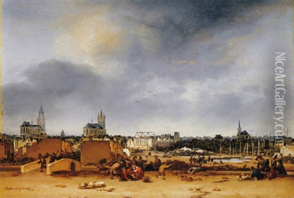 A View Of Delft After The Explosion Of 1654 Oil Painting - Egbert Lievensz van der Poel