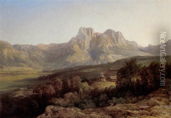 Ansicht Der Dolomiten Von Bozen Oil Painting - Thomas Ender