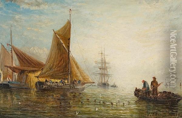 Fishing Boats At Sea Oil Painting - Adolphus Knell