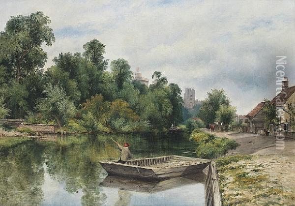 Winchester Tower, Windsor, From Thethames Oil Painting - Frederick Waters Watts