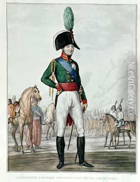 Portrait of Alexander I Pavlovich 1777-1825 with his Army Oil Painting - Charles Francois Gabriel Levachez