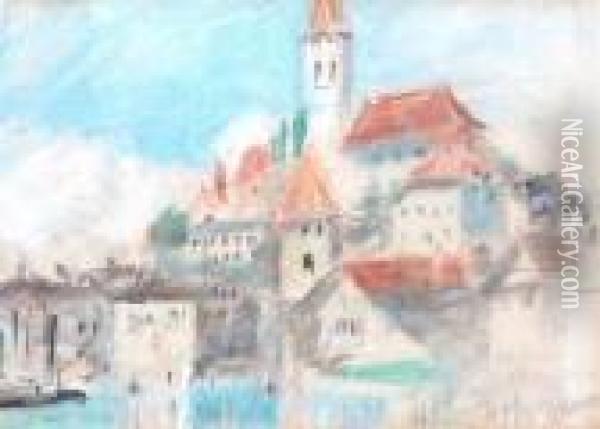 Swiss Town Scene Oil Painting - Hercules Brabazon Brabazon