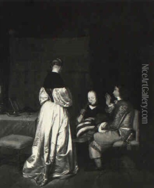 Conversation Oil Painting - Gerard ter Borch the Younger