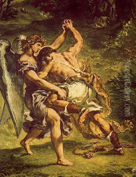 Jakob's fight with the angel (detail3) Oil Painting - Eugene Delacroix