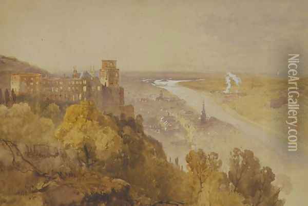 View of Heidelberg Oil Painting - James Baker Pyne