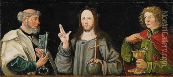 Christus Und Die Zwolf Apostel (predella In 3 Parts) Oil Painting - Hans Leonhard Schaeufelein