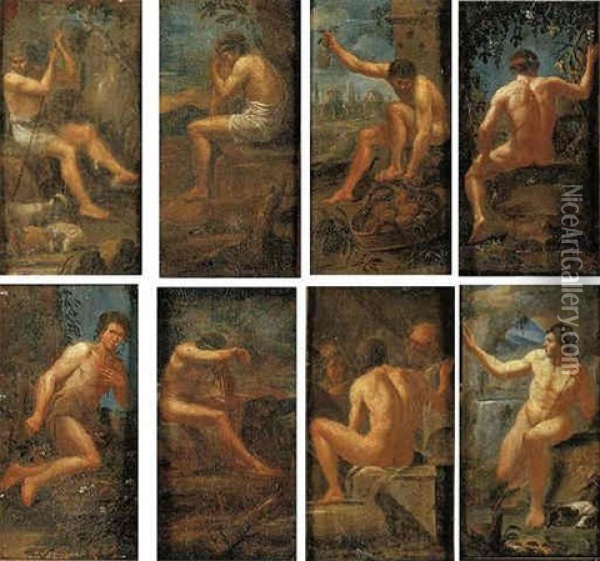 Academic Male Nude Study Oil Painting - Filippo Lauri