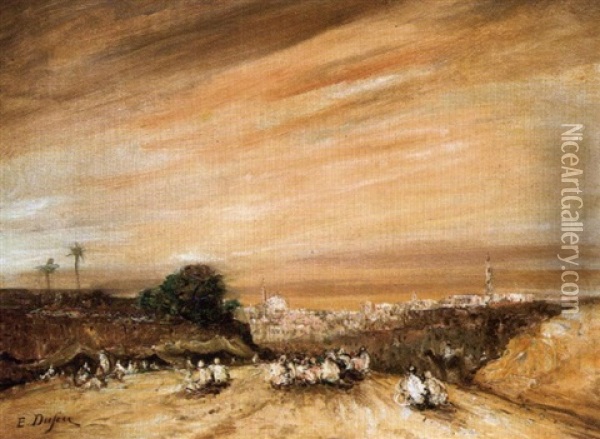 Le Caire Oil Painting - Edouard-Jacques Dufeu
