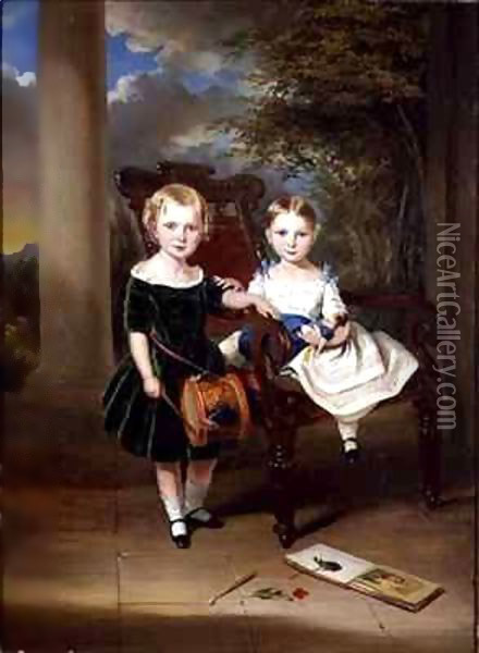 Portrait of two children called Herbert and Rose Oil Painting - George Duncan Beechy