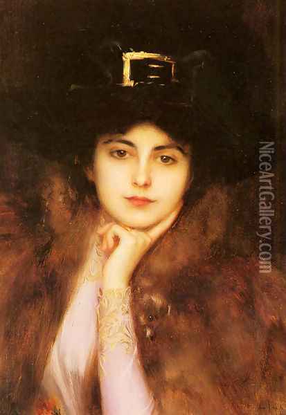 Portrait Of An Elegant Lady Oil Painting - Albert Lynch