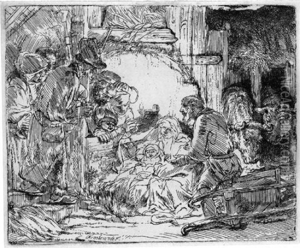 Die Anbetung Der Hirten, Mit Der Lampe Oil Painting - Rembrandt Van Rijn
