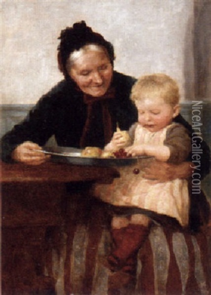 A Grandmother's Story Oil Painting - Georgios Jakobides