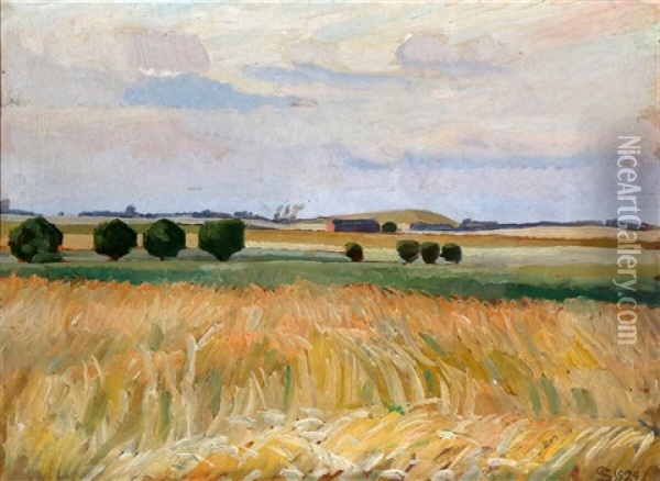 Landscape With Fields Oil Painting - Fritz Syberg