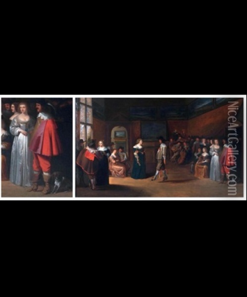 Danseurs Dans Une Salle De Bal Oil Painting - Christoffel Jacobsz. Van Der Lamen