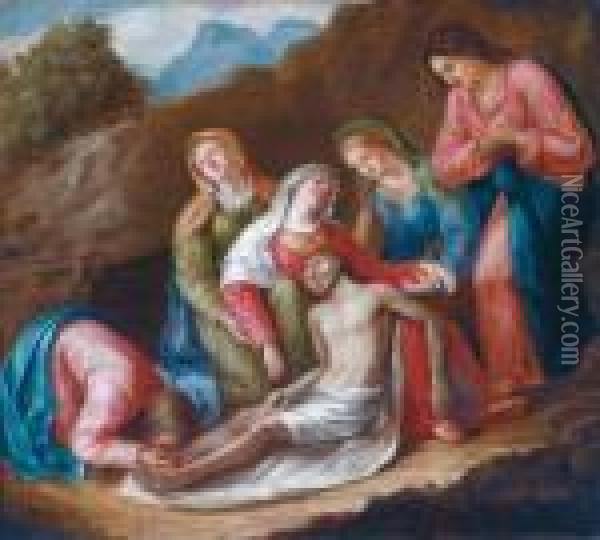 Il Compianto Di Cristo Morto Oil Painting - Acopo D'Antonio Negretti (see Palma Giovane)