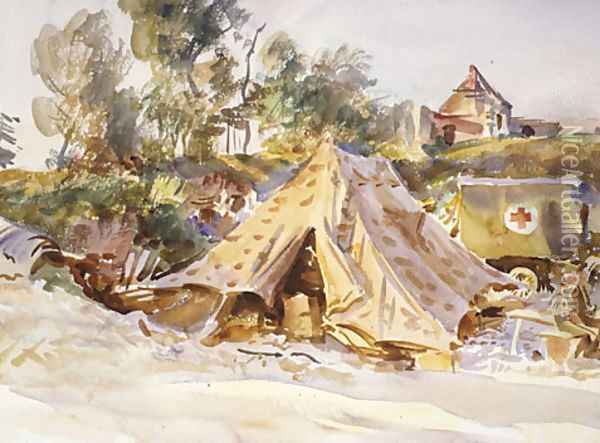 Camp with Ambulance 1918 Oil Painting - John Singer Sargent