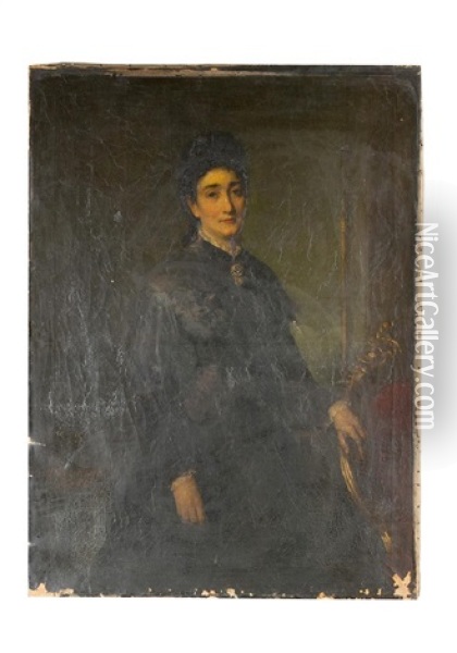 Portrait Of Queen Amalia Of Greece Oil Painting - Aristides Oeconomo