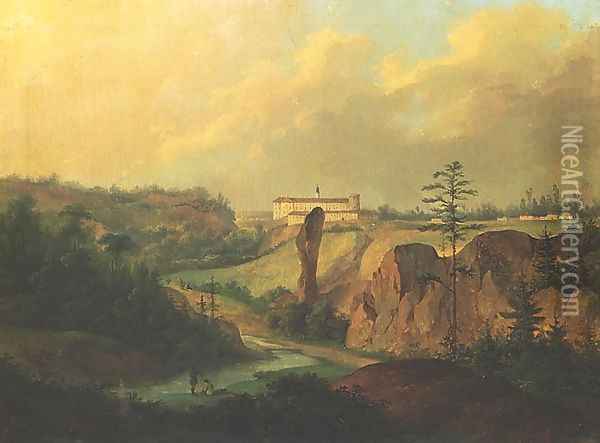 View of Ojcow - Pieskowa Skala Castle Oil Painting - Antoni Lange