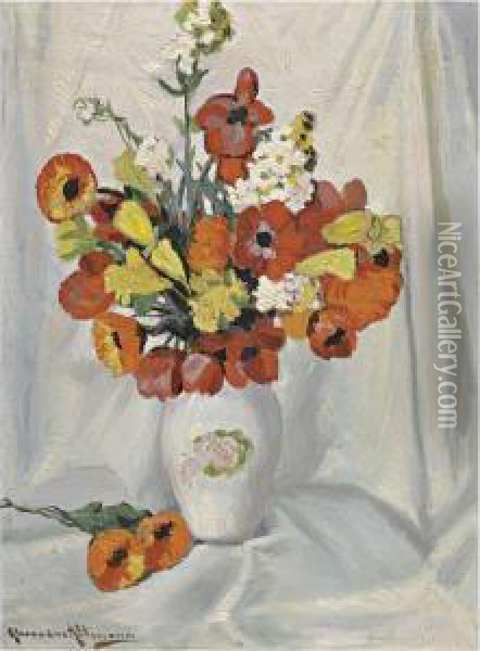 Still Life Of Flowers In A Vase Oil Painting - Alexander Altmann
