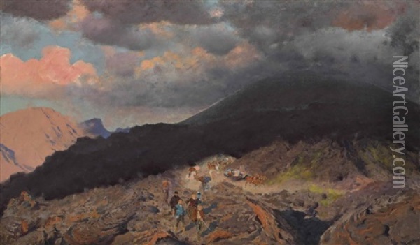 The Eruption Of Vesuvius Oil Painting - Giuseppe de Nittis