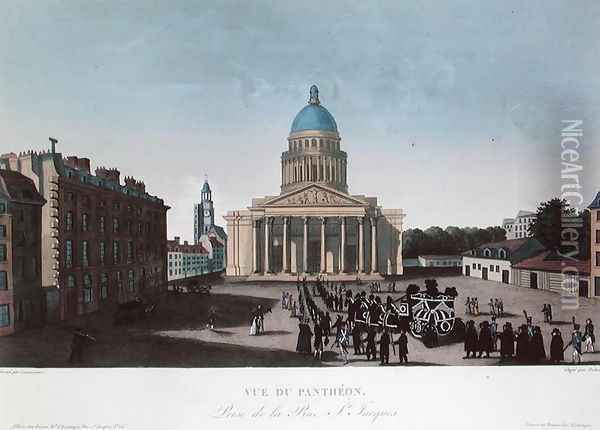 Funeral procession outside the Pantheon, c.1815-20 Oil Painting - Henri Courvoisier-Voisin