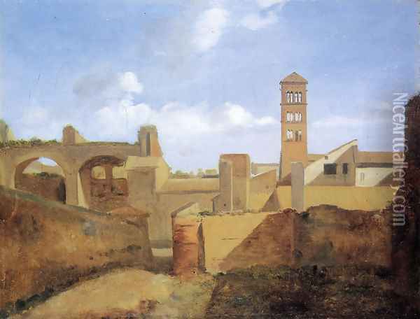 View of the Church of Santa Francesca Romana and the Basilica of Constatine Oil Painting - Francois-Marius Granet