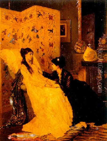 The Visit Oil Painting - Gustave Leonhard de Jonghe