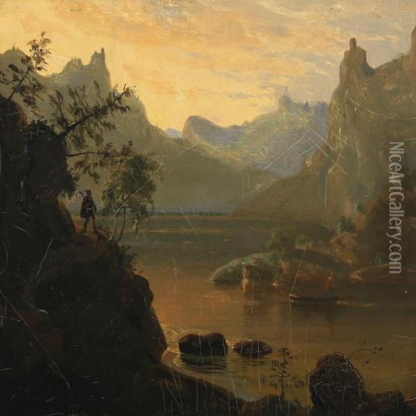 Mountainscape Oil Painting - Friedrich Ernst Wolperding