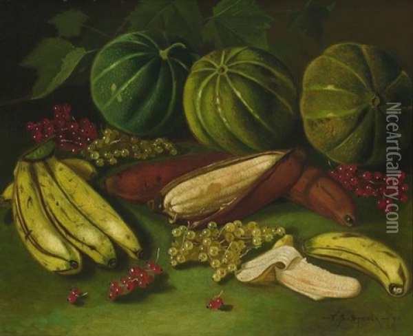 Still Life With Fruit Oil Painting - Thomas Sedgwick Steele