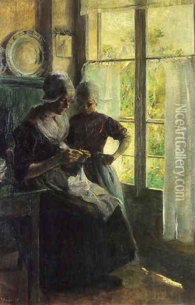 The Sewing Lesson Oil Painting - Elizabeth Nourse