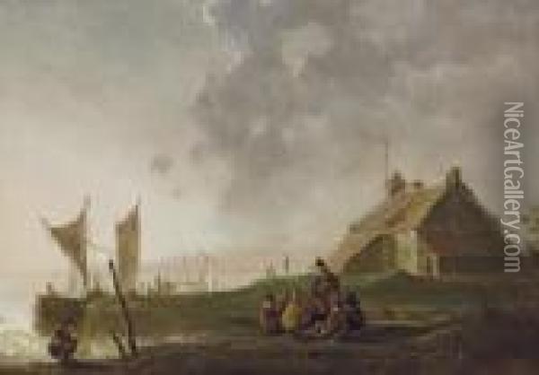 A Guard House On A River Oil Painting - Aelbert Cuyp