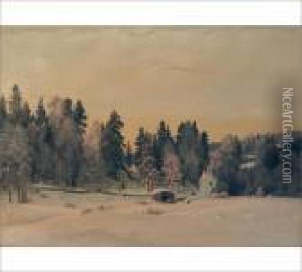 Winter Landscape Oil Painting - Ferdinand Wilhelm Von Wright