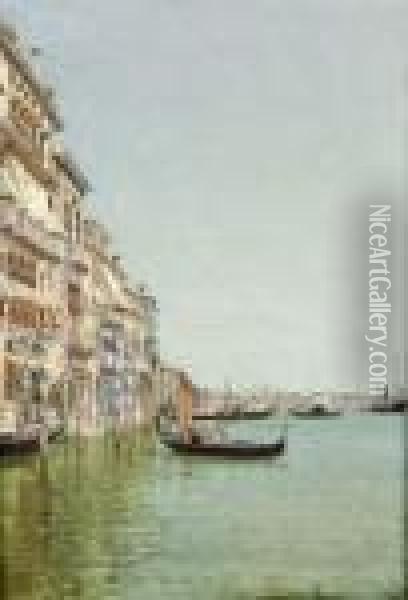 Venise, Gondoles Sur Le Grand Canal Oil Painting - Charles Clement Calderon