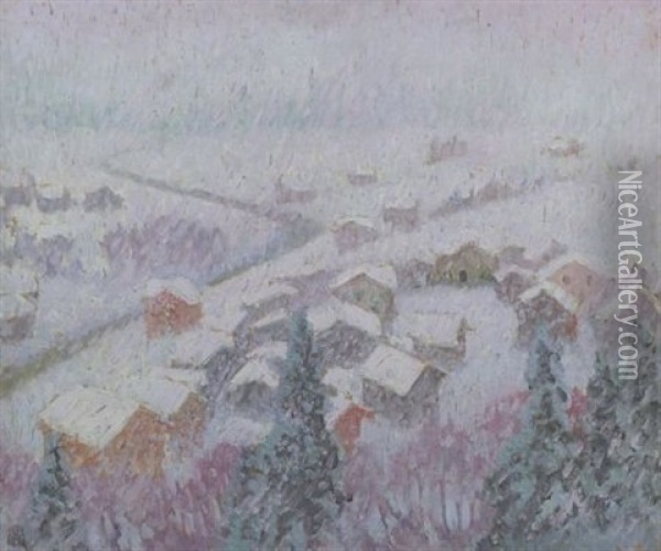 View Of Gstaad Oil Painting - William Samuel Horton