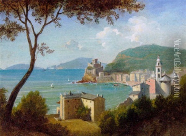 Udsigt Ved Liguria La Spezzia Oil Painting - Raymond Balze