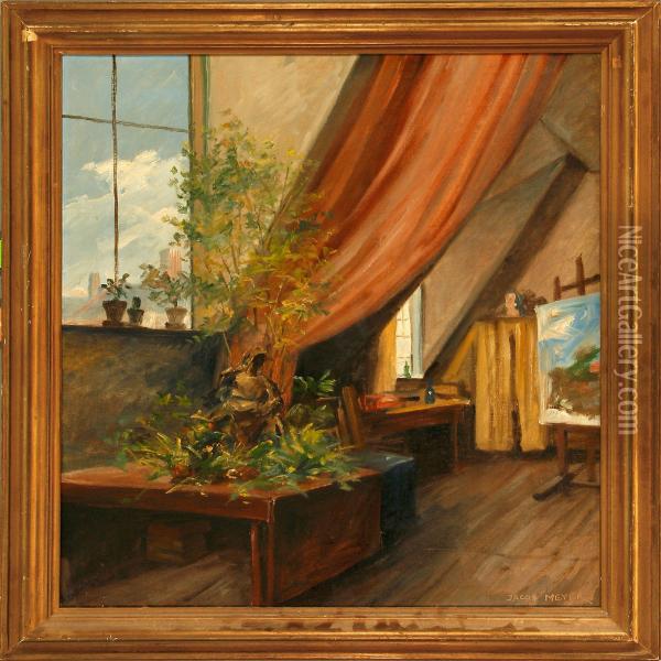 A Studio Interior Oil Painting - Jacob De Meyer