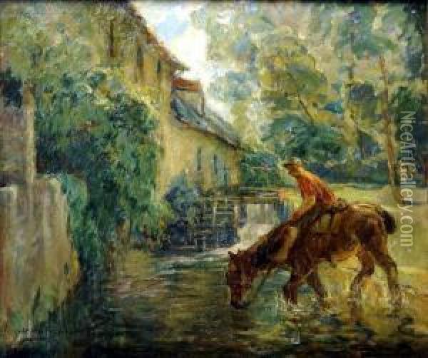 [cheval A L'abreuvoir.] Oil Painting - Willem Van Den Bruel