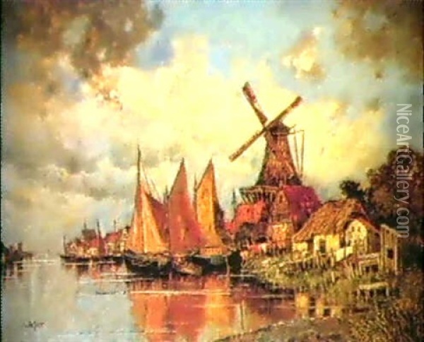 Hollandisches Fischerdorf Oil Painting - Karl Heffner