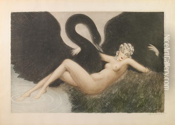 Leda And The Swan Oil Painting - Louis Icart