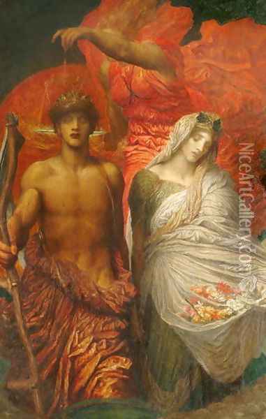 Time, Death and Judgement, 1884 Oil Painting - George Frederick Watts