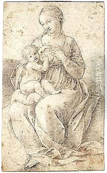The madonna and child Oil Painting - Raphael (Raffaello Sanzio of Urbino)