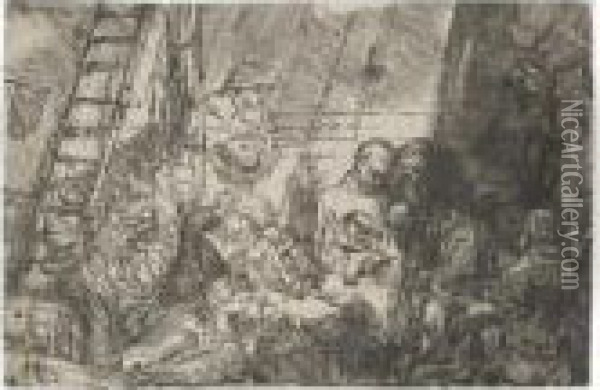 The Circumcision In The Stable (b., Holl.47; H.274; Bb.54-b) Oil Painting - Rembrandt Van Rijn