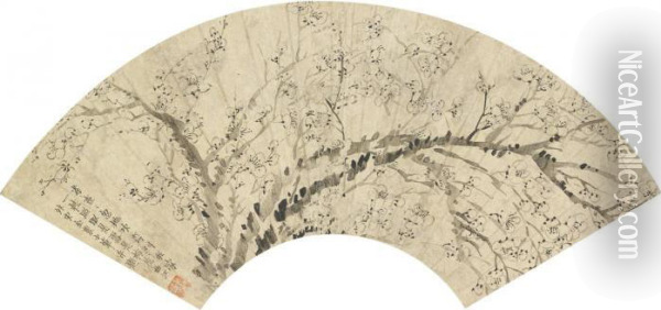 Plum Blossoms In The Snow Oil Painting - Jin Nong