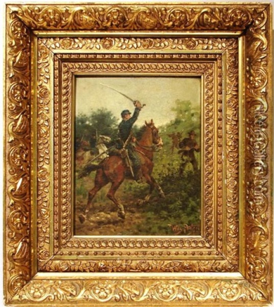 Civil War Soldier On Horseback Oil Painting - William Arnold Porter