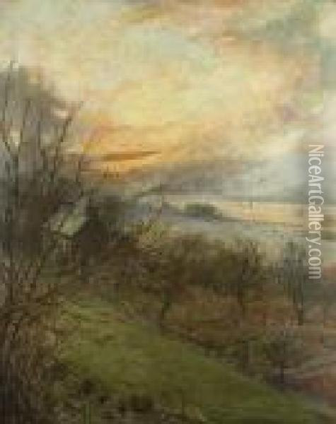The River Medway Near Rochester Oil Painting - George Cochrane Kerr