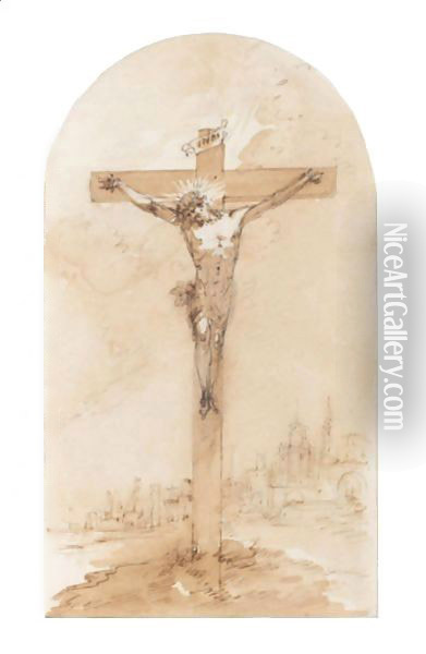 Christ On The Cross Oil Painting - Giuseppe Bernardino Bison