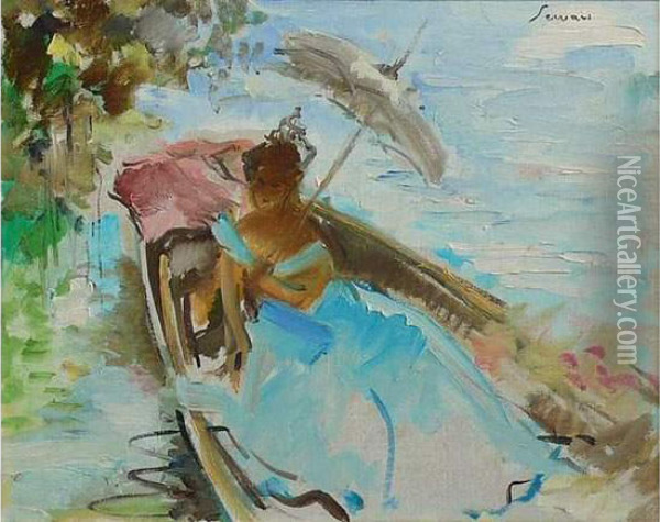 Promenade En Canot. Oil Painting - Paul Jean Gervais